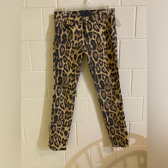 SOLD!!! Tripp NYC vintage goth punk 2000’s leopard print skinny jeans - Picture 1 of 7